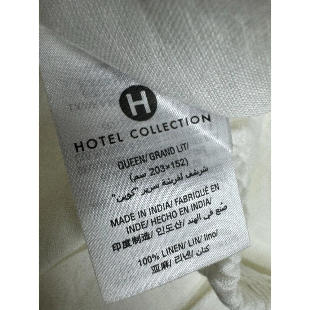 Hotel Collection 100% Linen White Queen Fitted Sheet